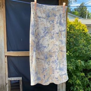 Abstract Brush Stroke Midi Slip Skirt